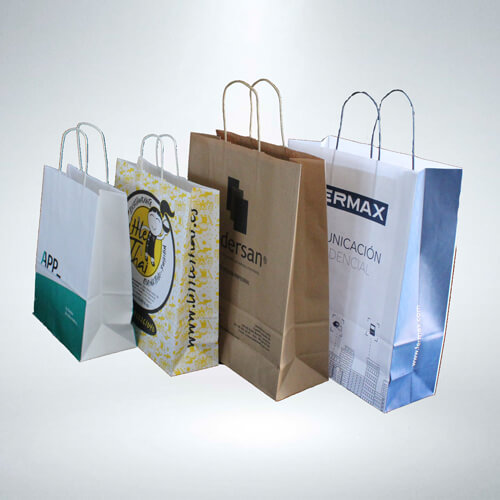 Bolsas de papel asa rizada varios tamaños