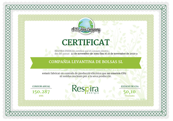 Certificado de no emisiones CO2
